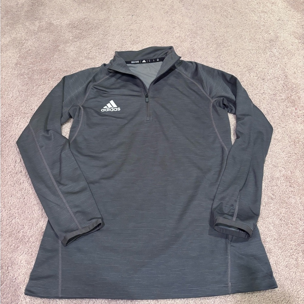 adidas Dark Gray Quarter-Zip Athletic Pullover